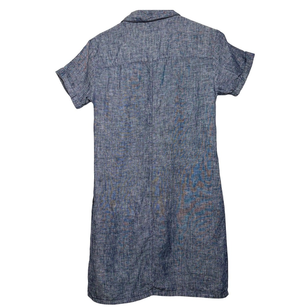 Tahari Blue 100% Linen Short Sleeve Button Front Shirt Minimalist‎  Dress XS - Picture 6 of 12